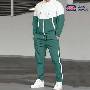 Two-Piece Set Men's Colorblock Drawstring Zip Up Hoodie & Elastic Waist Sweatpants, Regular Fit Casual Long Sleeve Hooded Jacket & Trousers for Fall & Winter, Men's Outfits for Daily Wear