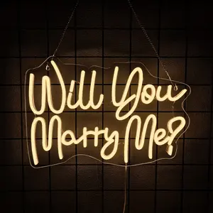 Will You Marry Me Neon Sign with Lights for Proposal Wedding Decorations, marry me sign for Engagement，Romantic Neon Sign Wall Art for Wife，Warm White ,USB Powered,Easy to Install.