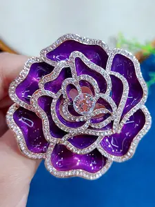 Beautiful purple Flower Brooch, Sparkling Crystal Fashion Accessory, Perfect Gift for Women, Daily Wear & Holiday Gatherings