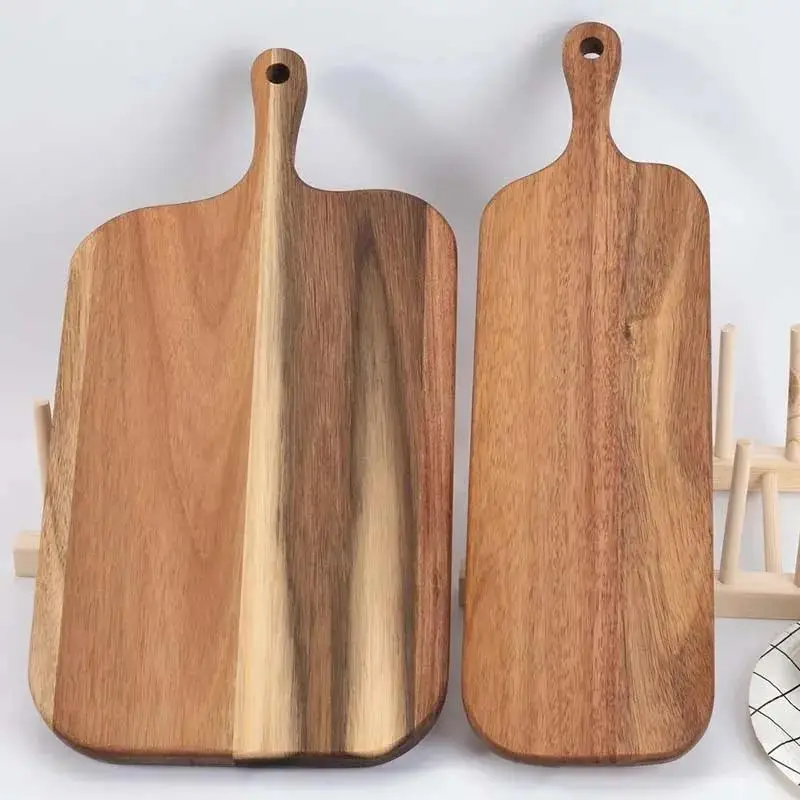 Wooden Cutting Board with Handle, 1 Count Kitchen Household Serving Board, Home Wooden Charcuterie Board for Bread Fruit Cheese