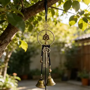 1pc witchy wind chime doorknob hanging – decorative wicker bell, handcrafted home decor, perfect for festive occasions