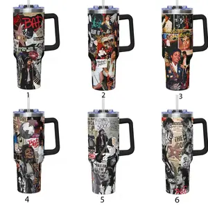 Michael Jackson King of Pop 40oz Tumbler with Handle | Stainless Steel Insulated Travel Mug, Leakproof Lid, Gift for MJ Fans
