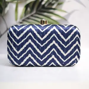 Exclusive Navy Blue Lehriya Print Clutch