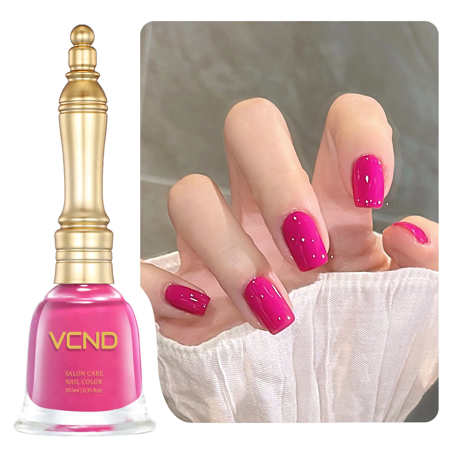 VCND Hot Pink Quick-Dry Nail Polish,(0.35fl.oz-10.5ml) Long Lasting Nail Polish No Uv Light, Perfect for Beginners And DIY at Home，A Gift For Ladies… gold nails nailpolish storage