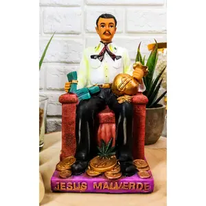 Ebros Gift Jesus Malverde Statue Angel Of The Poor Sinaloa Religious Figurine Mexico Decor 6.25"Tall