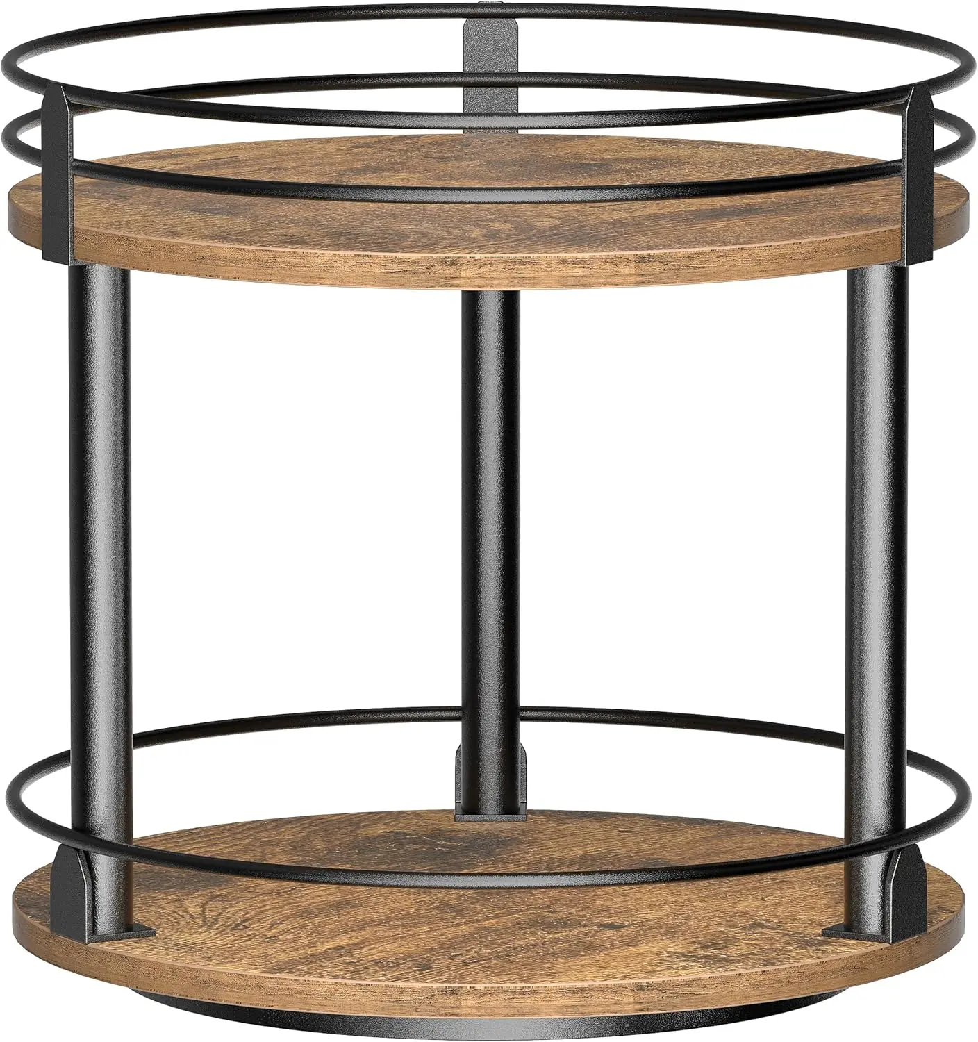 Lazy Susan Organizer 2 Tier Rotating Spice Racks for Cabinet and Kitchen Countertop - Rustic Brown
