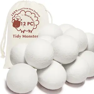 12 Pack Wool Dryer Balls, Laundry Dryer Balls Fabric Softener Alternative, Laundry Accessories for Washing & Drying, Household Items