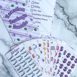 Vacation Savings Bundle - Savings Challenge, Cash Stuffing Tool for Personal Finance Goal Tracking
