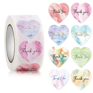 500 Heart-Shaped Watercolor Stickers, Decorative Stickers, Thank You Wedding Decoration Seals, Crafty Envelope Adornments, Perfect for Weddings & Events, Sticker Decals
