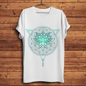 Geometric Triangle Lotus Flower of Life Mandala T Shirt Men New White Casual Homme Cool Symbol T-Shirt Unisex