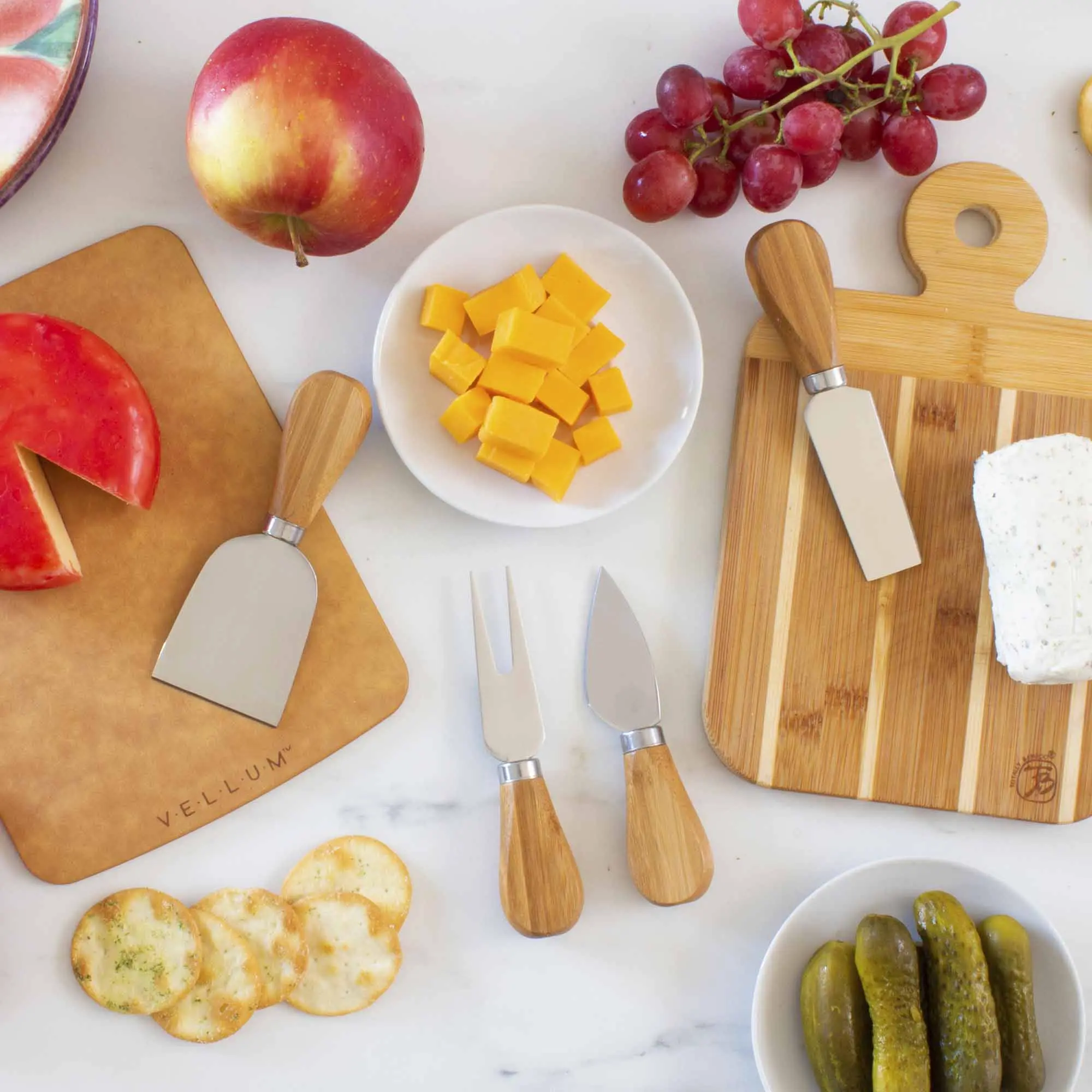Totally Bamboo 4-Piece Cheese Knife Set with Stainless Steel Blades, 5" Long