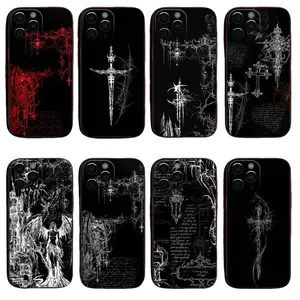 Gothic Cyber Sigil Cross Phone Case for iPhone 17e 17 promax 17 16 15 14 13 12 11 Mini Pro Max Air X XR XSMAX & Samsung Galaxy S26 S25 S24 S23 S22 S21 FE Ultra Plus EDGE shockproof Soft tpu black Silicone Back Cover