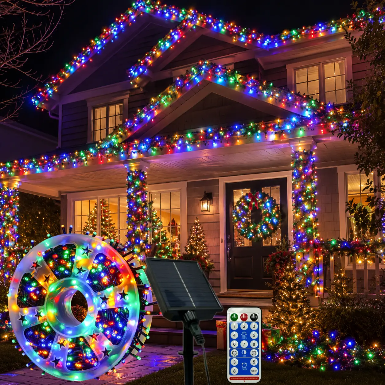 800 LED Solar Multicolor String Lights, 334.6FT Outdoor Fairy Lights with Remote, Waterproof Colorful Patio Lights for Garden, Porch, Fence, Party & Holiday Decor