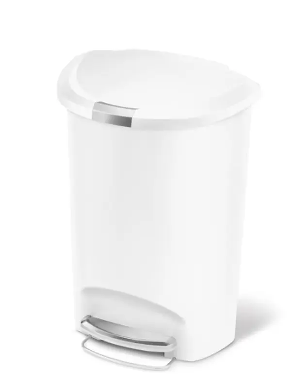 simplehuman Kitchen Trash Can, 13 Gallon Plastic Step Garbage Bin with Secure Slide Lock Lid