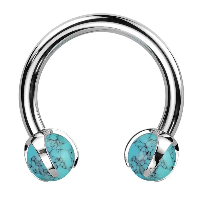 Claw Turquoise Titanium Internally Threaded Circular Barbell
