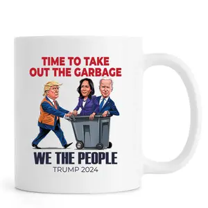 Funny Trump Take Garbage Out Harris and Biden Mug, We The People MAGA Trump 2024 Coffee Mug, Christmas Gift