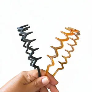 Zig Zag Headbands for Women Non Slip Fashion Accessories for Slicked Back Styles Comfortable Comb Headband with Teeth Recycled Plastic Tortoise & Black Headband 2 pcs 5 in x 6 in Size