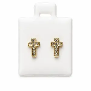 Faith Cross Earrings Gold Plated Waterproof with Sparkling Details for Everyday Wear