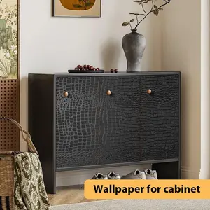 Peel & Stick Wallpaper, 40x500cm Crocodile Texture Self-Adhesive Contact Paper, Faux Leather Removable Waterproof Vinyl Wrap