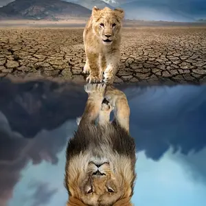 1000pcs Lion Reflection Paper Jigsaw Puzzle - Adult-Themed Home Decoration, Family Game, Festive Gift, Difficult Challenge, Cardboard Material, Festive Puzzle | Artistic Lion Design | Detailed Puzzle Piece, Lion Puzzle, Animal Shape Puzzle