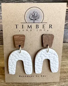 Handmade Clay Earrings w/Wooden Studs