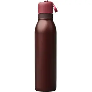 FreeSip Twist Insulated Stainless Steel Water Bottle with Straw for Sports and Travel, BPA-Free, 24-oz, Black Cherry