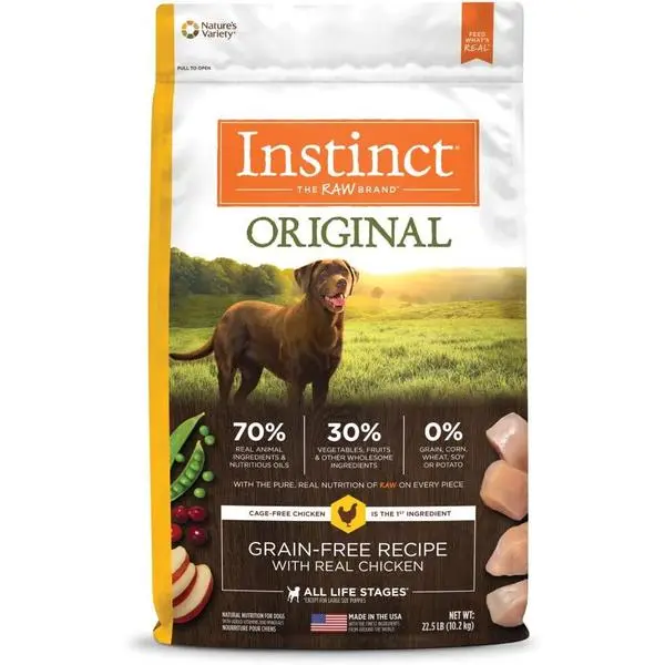 Instinct Original Dry Dog Food, Raw Coated Kibble, High Protein, Grain Free Recipe- Chicken, 22.5 lb. Bag