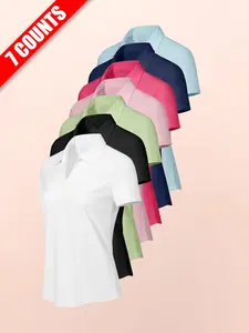 Women's Professional Sport V-Neck Polo Shirt Casual Layered Tee Breathable Moisture-Wicking Short Sleeve Top Suitable for All Seasons