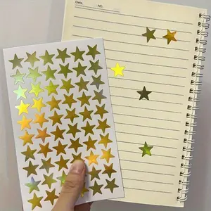 Star Pattern Laser Sticker, 5 Counts/set Self Adhesive Decorative Sticker, Art Stickers, DIY Decals for Scrapbooking, Journaling, Gift Wrapping, Sticker Packs