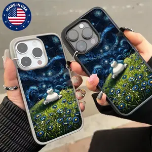 Snorlax in Starry Night & Flower Field Aesthetic Design Pattern Casing For iphone 16 15 14 13 12 11 XS Plus Pro Max[Compatible withMagSafel] Magnetic transparent Soft Silicon TPU Drop Protection Shockproof Protector Fashion Anti-scratch Smartphone Cover