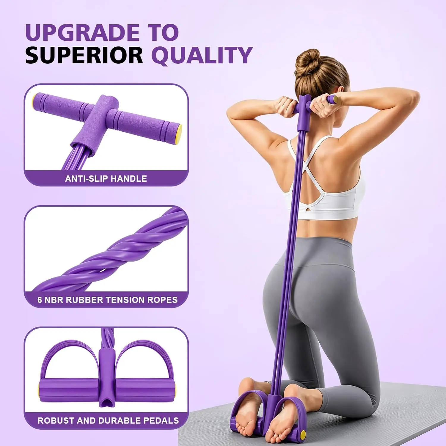 Multifunctional Pedal Resistance Band with Handle,6 Tubes for All Weights,Upgrade Heavy-Duty Stretch for Full Body Workouts.