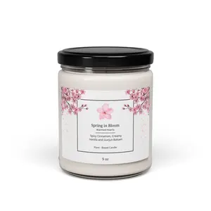 Spring in Bloom 9oz, Soy Candle, Cozy Cinnamon Vanilla Gurjun Balsam Scent, Warm and Dreamy Atmosphere,, Home Fragrance Gift, Relaxing Aroma Therapy, Spice