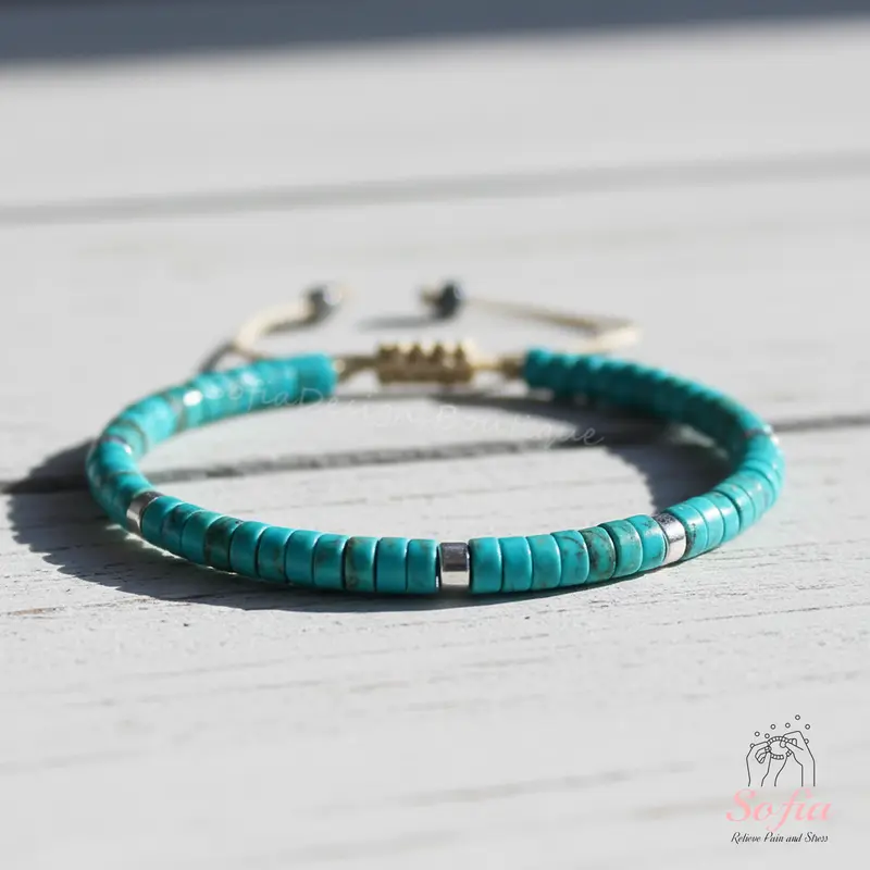 SofiaDesignsBoutique Natural Turquoise Barrel Shape Crystal Bracelet - Handmade Braided Gemstones, Dainty Minimalist Healing Crystal Jewelry, Unisex Easy-to-Wear for Adults, Daily Wear Gift That Expresses Unique Style