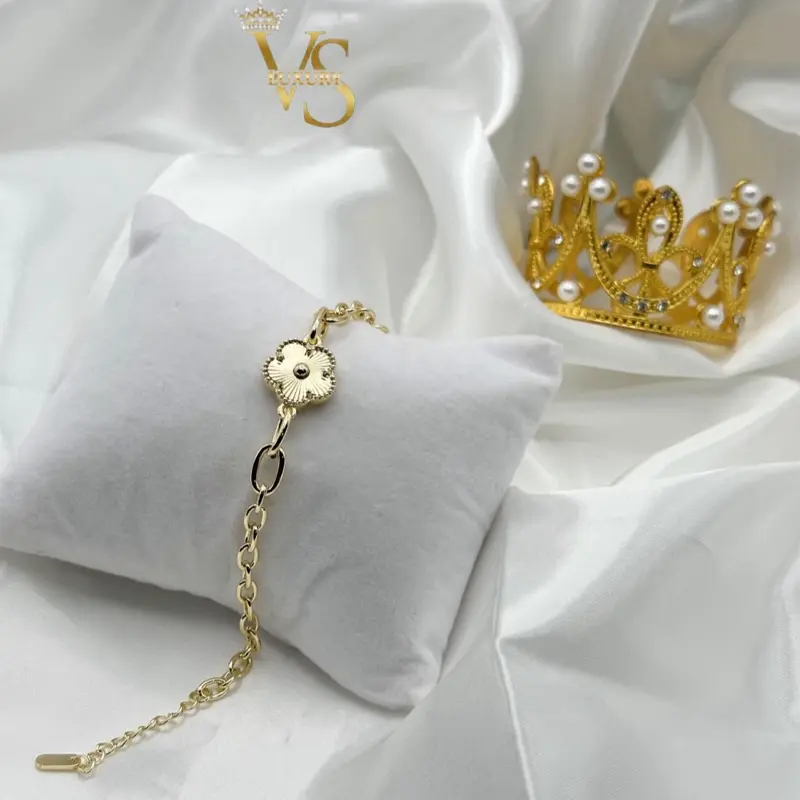 Valdes Luxury Flower Design Bracelet – 14K Gold Plated Laminated Gold, High Quality Everyday Wear Jewelry