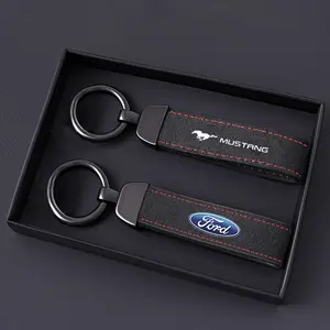 Suede Leather Car Key Chain Ring for Ford Fusion Mustang Explorer F150 F250 F350 Ecosport Edge S-Max Ranger, Stylish & Durable Accessory