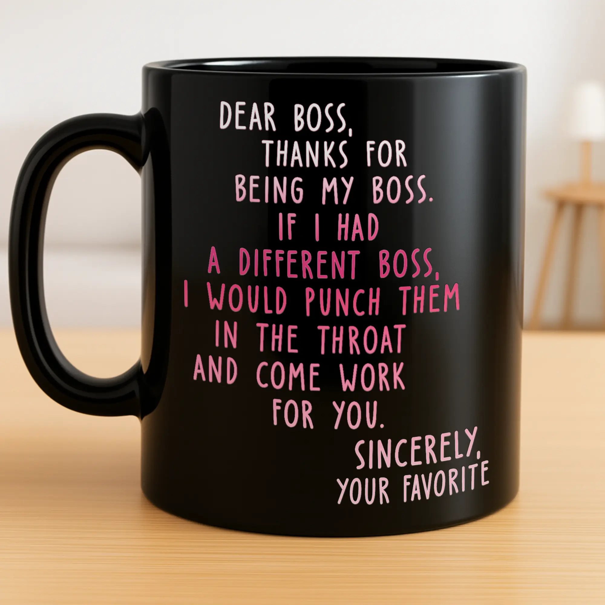 Gift - Dear Boss 11oz Black Rainbow Mug - Ceramic Coffee Cup,  Drinkware Washable, Ideal for Best Friends, Coworkers Reusable Stylish Mug