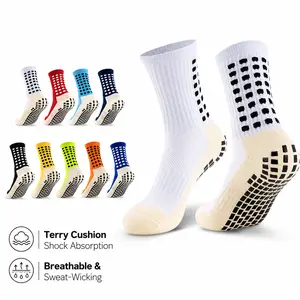 Non-Slip Grip Soccer Socks – Terry Cushioned Floor Socks for Men, Women & Kids, Silicone Dot Anti-Slip