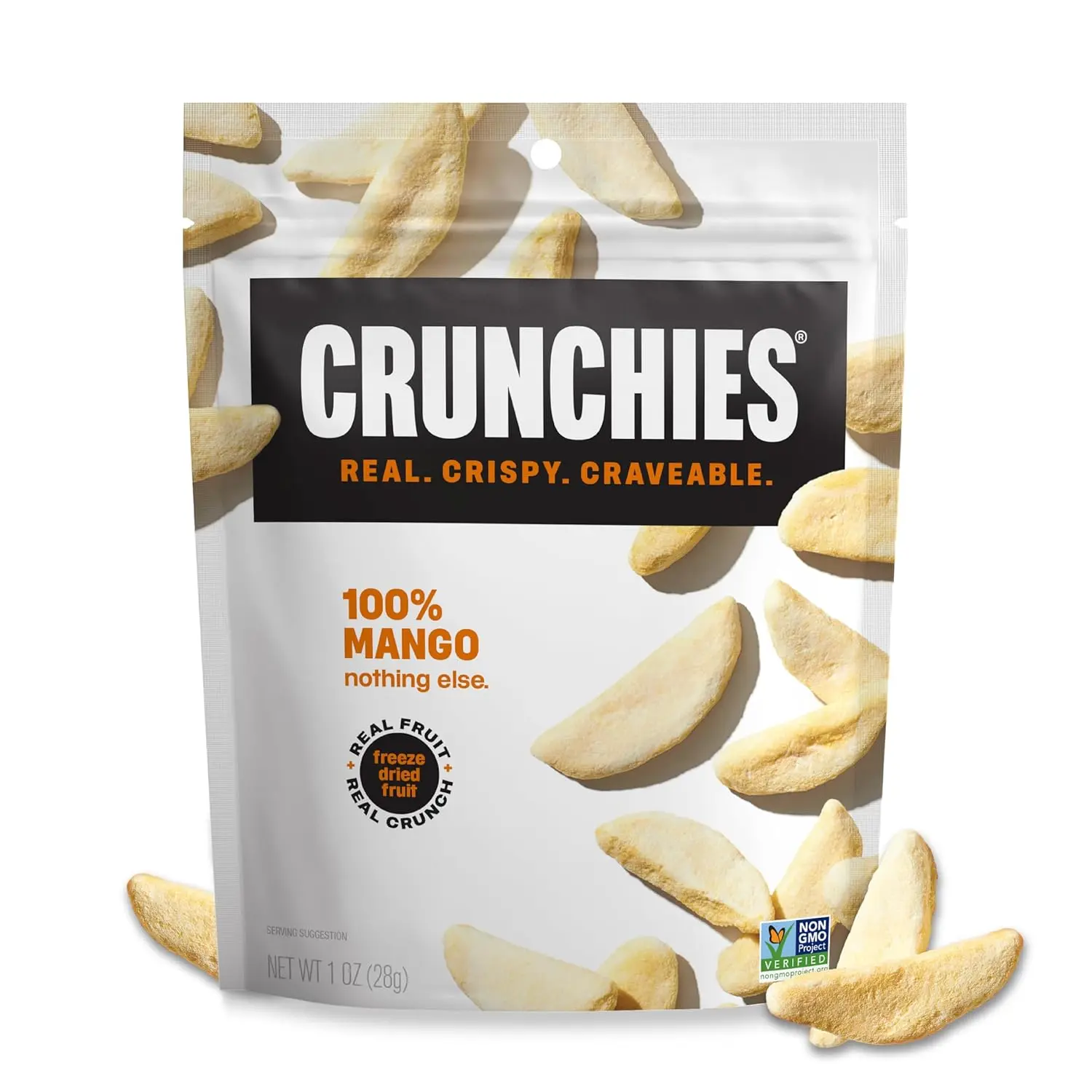 Crunchies Freeze Dried Mango Fruit Snacks - 100% Natural Crispy Freeze Dried Fruit Packs, Non-GMO & Kosher Healthy Snacks (6-Pack)
