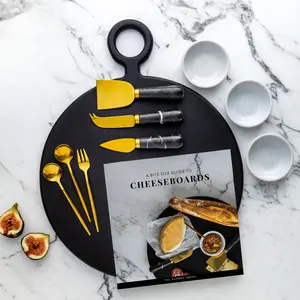 Cheese and Charcuterie Board Set, 10 Piece, Black