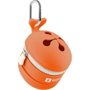 Portable Trash Pouch Silicone Expandable & Collapsible Fishing Line Waste Container Eco-Friendly Reusable Garbage Holder for Fishing Hiking Camping Outdoor Activities ST2 Orange