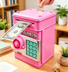 Pink Mini ATM Piggy Bank for Girls,Electronic Password Protected Money Jar Auto Grab Paper Money,Separate Coin Cash Storage Toy,Attractive Holiday Birthday Present for Little Girls Age 5-13.teen girl gifts