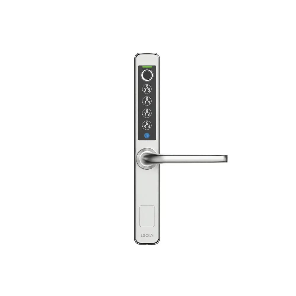Lockly Guard PGD228WSL Athena 228SL Mortise Lever Set - Narrow Stile, Double Hook, Slide Edition, 1-1/8" Backset, Stainless Steel, RFID, Biometric Fingerprint, Keypad, Wi-Fi/Bluetooth App, Batteries, Sliding Doors, 3D Biometric Fingerprint Access