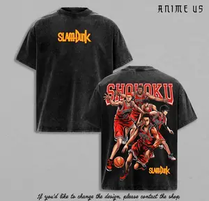Shohoku Slam Dunk Anime Basketball T Shirt Japanese Manga Graphic Tee Vintage Washed Anime Streetwear Shirt Sakuragi Rukawa Otaku Fan Apparel