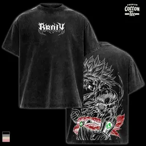 Broly Legendary Super Saiyan Premium Cotton Tee, DBZ Anime Shirt Vintage Washed Oversized T-Shirt, Double Sided Graphic Tee, Heavyweight Streetwear, Gym Pump Cover, Gift for Anime Fans