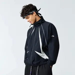 ANTA KAI Track Top Black Purple Sporty Jacket Activewear Long-sleeve