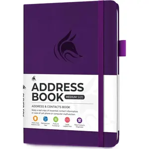 Address Book with alphabetic tabs - PU Leather Telephone and Address Book for Keeping Contacts Safe, Contact Organizer Journal, Medium Size (5.3? x 7.7?) Hardcover,