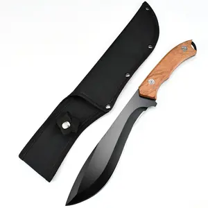 Curved Edge Kitchen Knife with Wooden Handle