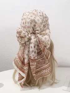 New Print Versatile All-Season Long Scarf, Fashionable Chiffon Silk Wrap, Large Size Women's Camping Sunscreen Headscarf