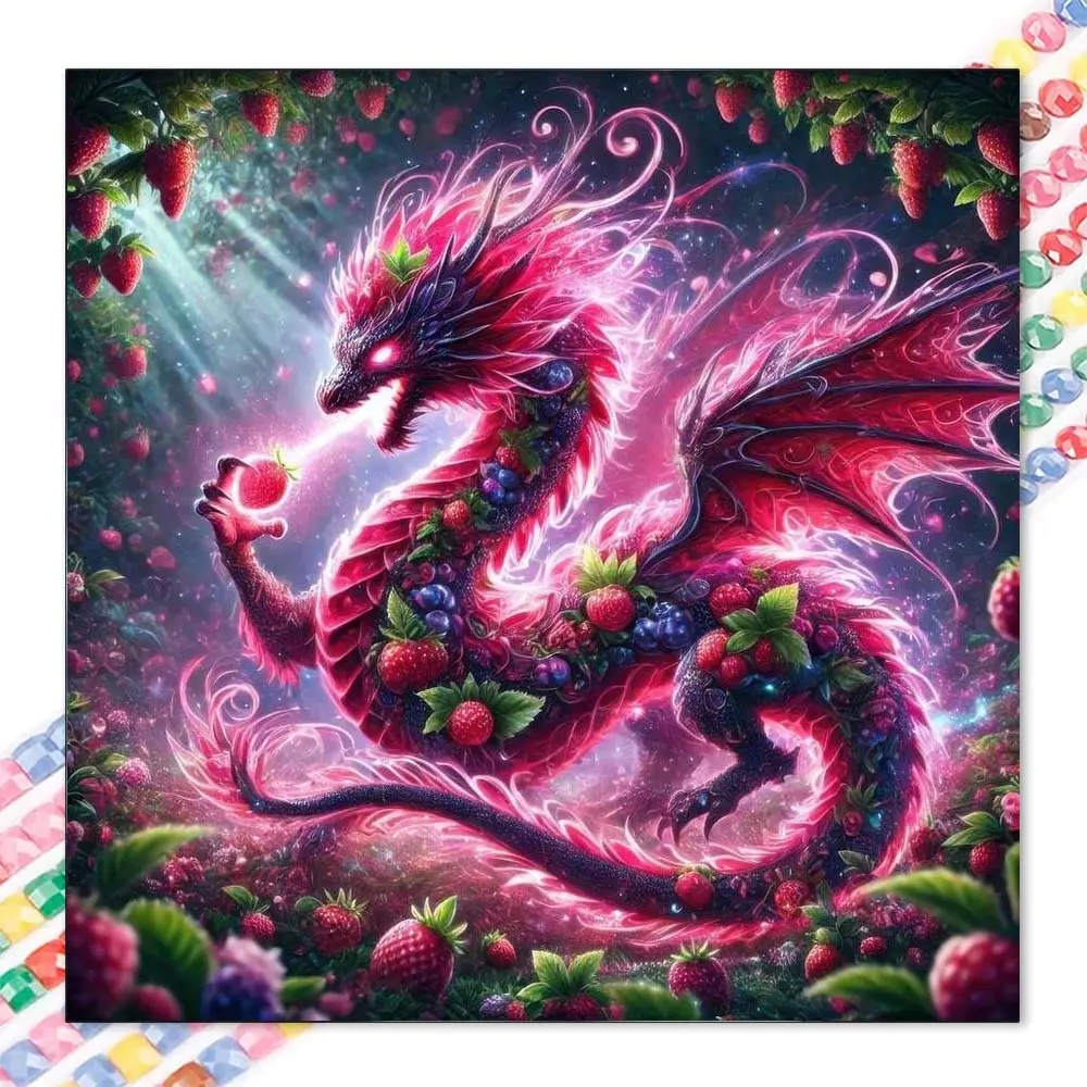 1 set of DIY diamond painting kit, 5D diamond art kit, DIY decoration dragon, fruit, light mosaic, diamond art, DIY art home decor, suitable for Christmas.