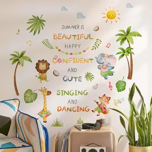 Summer Animals Wall Decals Wall Sticker for bedroom, Playroom, Daycare, Nursery, Playroom, Classroom, School, Refrigerator Stickers Window stickers, DIY Home Decoration(Waterproof)